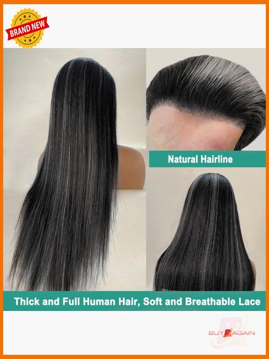 180% Density Ombre Grey Human Hair Wig 13x4 Lace Front Pre Plucked main image 7